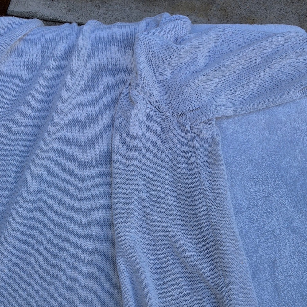 Banana Republic White Ramie Rayon Open Front Duster Cardigan Sweater Mens M - Picture 8 of 12